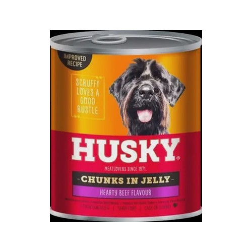 Husky Hearty Beef Flavour Adult Dog Food Chunks In Jelly 775g
