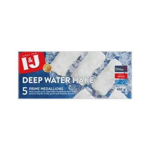 i&j frozen deep water hake medallions 450g