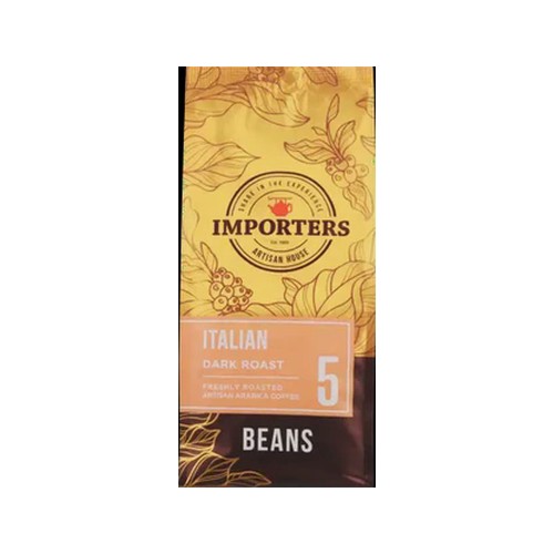 Importers Italian 5 Strength Dark Roast Arabica Coffee Beans 250g