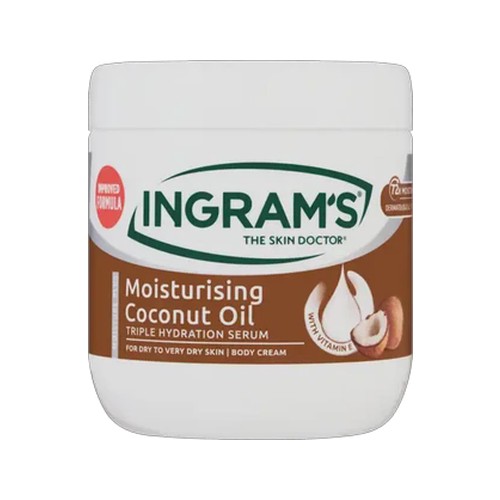 ingrams moisture plus moisturising coconut oil body cream 400ml