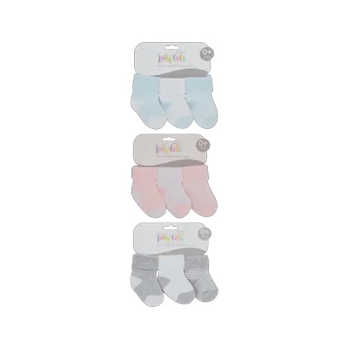 jolly tots basics newborn baby socks 3 pack colour may vary