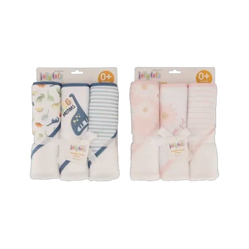 jolly tots microfibre hooded towel 3-pack 0 months design may vary