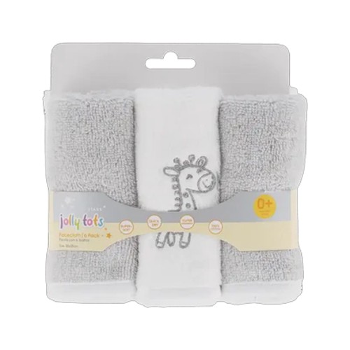 jolly tots z-twist cotton facecloth 0 months 25 x 25cm 6-pack