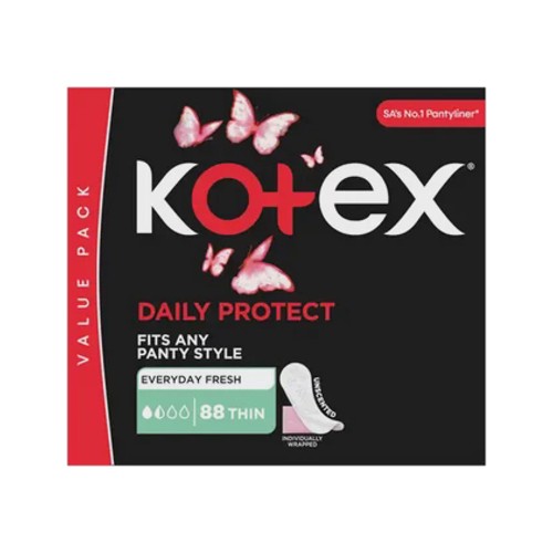 kotex daily protect thin unscented pantyliners 88 pack