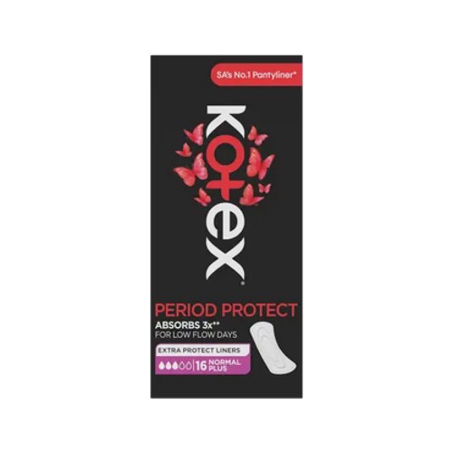 kotex period protect unscented normal plus pantyliners 16 pack