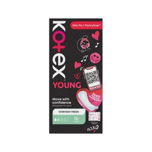 kotex young thin unscented pantyliner 16 pack