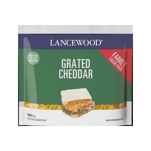 LANCEWOOD Grated Cheddar Cheese 600g