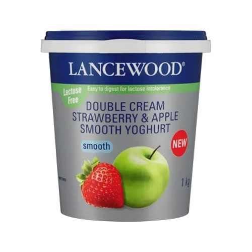lancewood strawberry & apple double cream smooth yoghurt 1kg