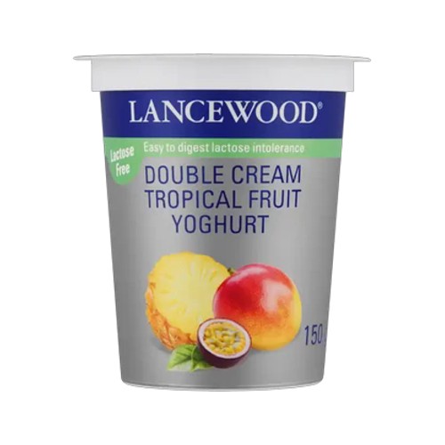 Lancewood Tropical Fruit Lactose Free Double Cream Yoghurt 150g