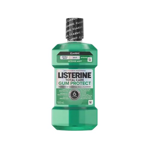 listerine total care intense mint gum protect daily fluoride mouthwash 500ml
