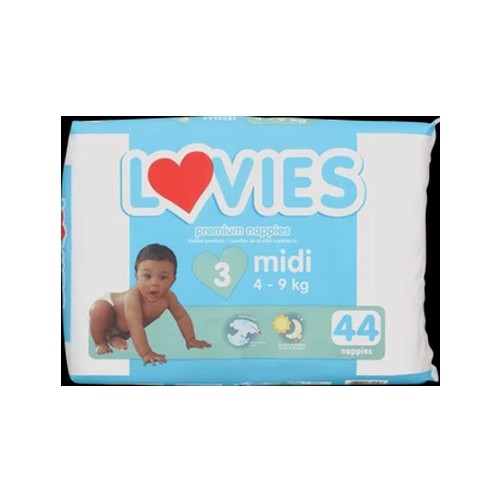 Lovies Midi Premium Nappies Jumbo Pack 4 - 9kg 56 Pack