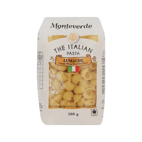 monteverde lumache durum wheat semolina pasta 500g