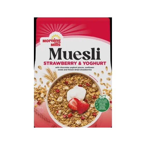 morning mills strawberry & yoghurt muesli 750g