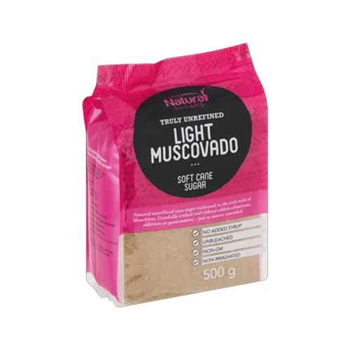 natural sugars light muscovado soft cane sugar 500g bag