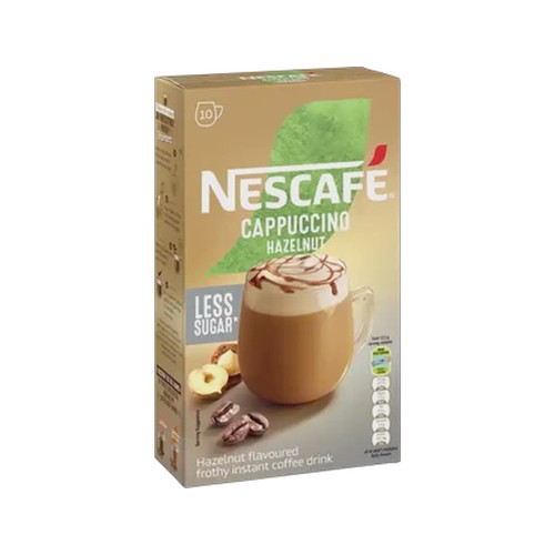 nescafe hazelnut flavoured less sugar instant cappuccino 10 x 125g