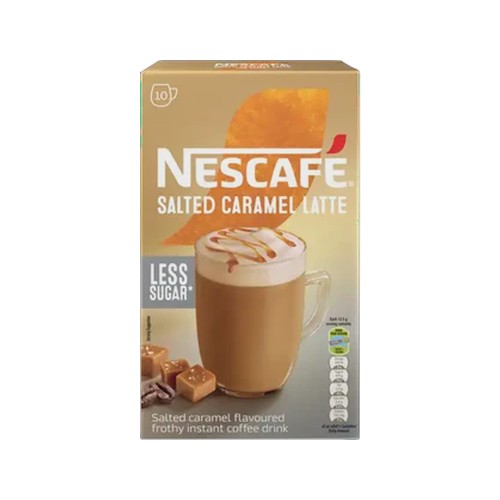 nescafe salted caramel flavoured less sugar instant latte 10 x 125g