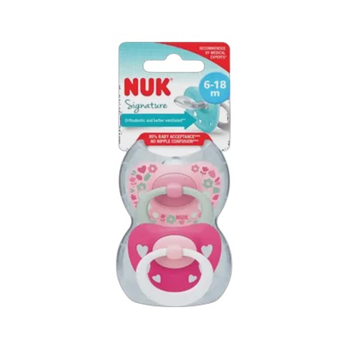 nuk signature pink soother 2-pack 6-18 months