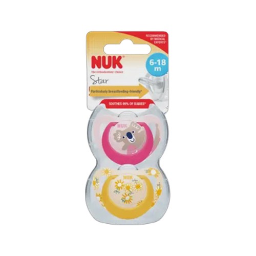 nuk star pink soother 2-pack 6-18 months
