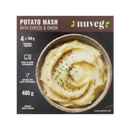 nuveg frozen potato mash with cheese & onion 400g