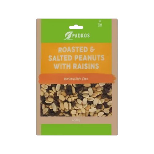 padkos roasted & salted peanuts with raisins 450g