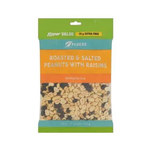 padkos roasted & salted peanuts with raisins 825g