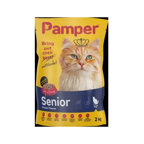 Pamper Chicken Flavour Senior Dry Cat Food 2kg
