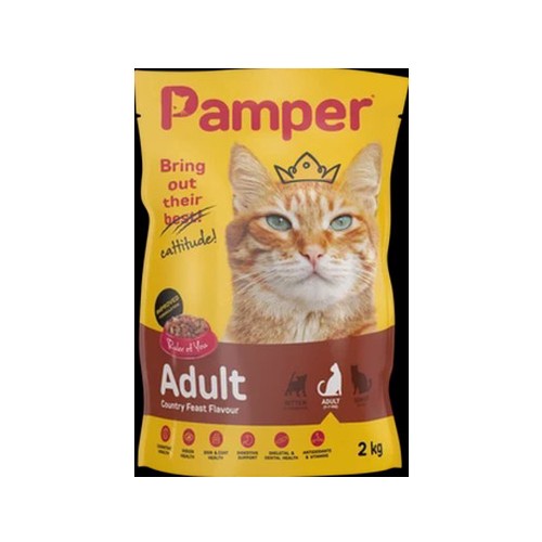 Pamper Country Feast Flavoured Cat Food Bag 2kg
