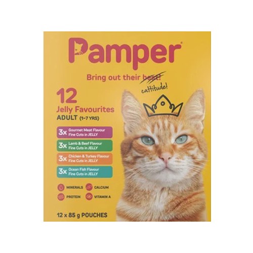 Pamper Fine Cuts Assorted Jelly Favourites Cat Food 12 x 85g