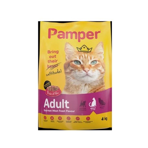 Pamper Gourmet Meat Feast Flavoured Cat Food Bag 4kg