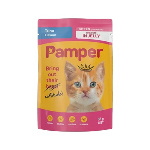 pamper tuna flavour wet kitten food 85g