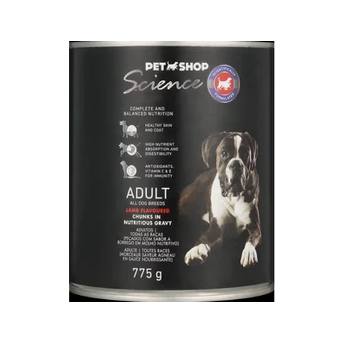Petshop Science Adult Lamb Flavoured Chunks In Gravy Dog Food 775g