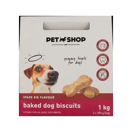 Petshop Spare Rib Flavour Baked Dog Biscuits 1kg