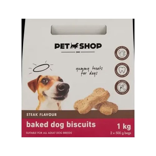 Petshop Steak Flavour Baked Dog Biscuits 1kg