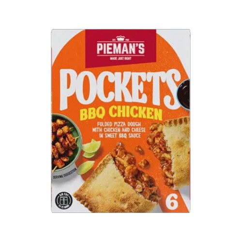 Piemans Frozen Bbq Chicken Pizza Pockets 6 x 130g