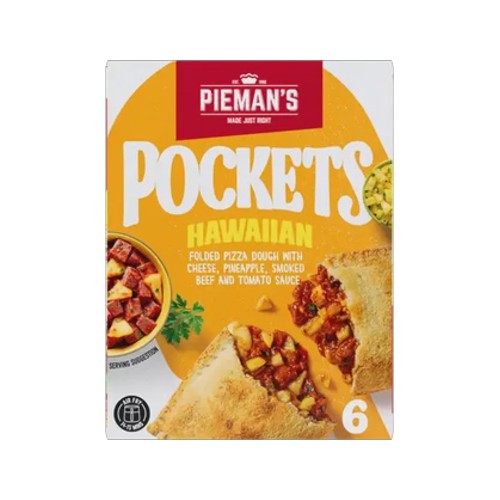 Piemans Frozen Hawaiian Pizza Pockets 6 x 130g