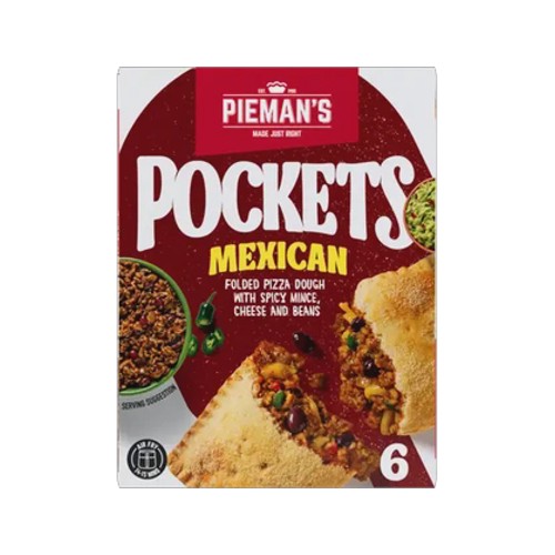 Piemans Frozen Mexican Pizza Pockets 6 x 130g