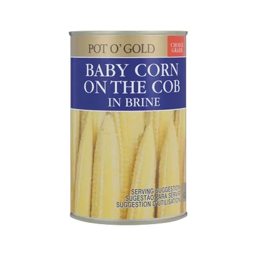 pot o gold baby corn in brine can 425g