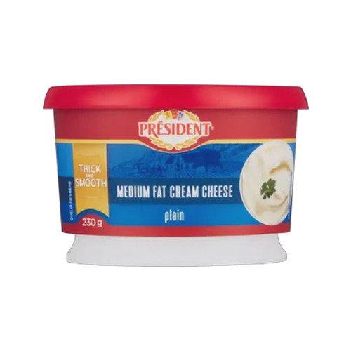 president plain medium fat cream cheese 230g