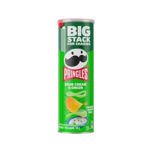 pringles sour cream & onion flavoured savoury snack 165g