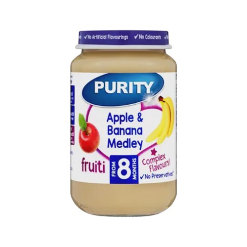 purity from 8 months apple & banana medley fruiti 200ml
