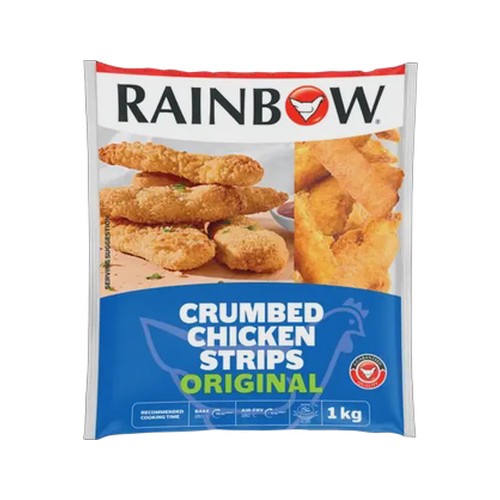 rainbow frozen original crumbed chicken strips 1kg