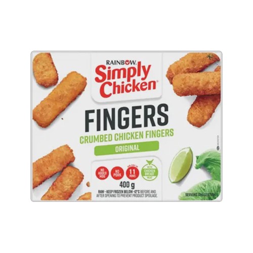 Rainbow Simply Chicken Frozen Crumbed Chicken Fingers 400g