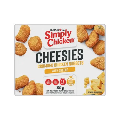 Rainbow Simply Chicken Frozen Crumbed Chicken Nuggets with Cheese 350g