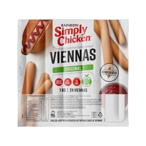 Rainbow Simply Chicken Original Smoked Viennas with Chicken Breast Meat 1kg