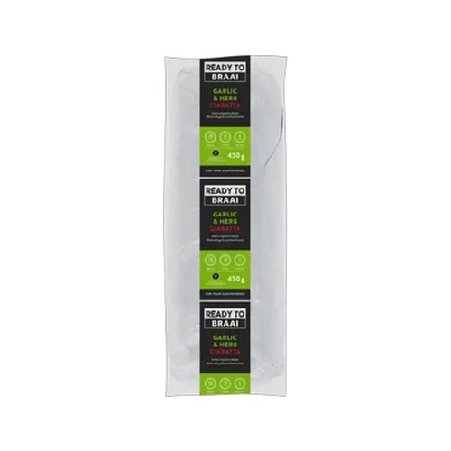 ready to braai garlic & herb ciabatta 450g