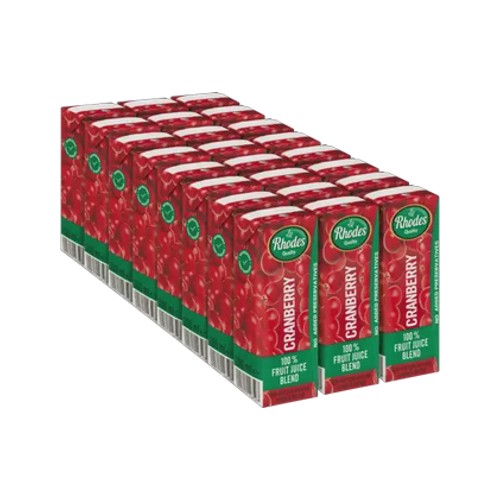 Rhodes Quality Cranberry 100 Fruit Juice Blend 24 x 200ml