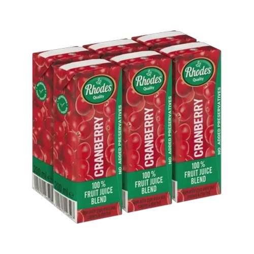 Rhodes Quality Cranberry 100 Fruit Juice Blend 6 x 200ml