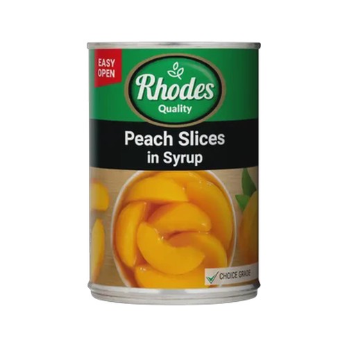 rhodes quality peach slices in syrup 410g
