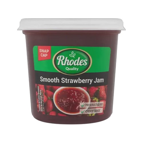 rhodes quality smooth strawberry jam 600g