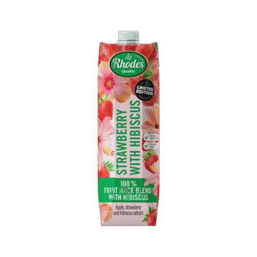 Rhodes Quality Strawberry with Hibiscus Limited Edition 100 Fruit Juice Blend 1l